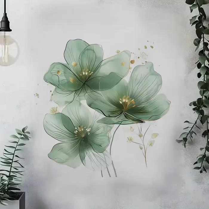 Autocollants de toilettes à fleurs vertes modernes pour salon mur chambre à coucher décoration maison voiture auto adhésifs