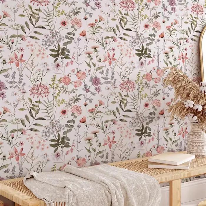 Papier peint floral de plantes françaises