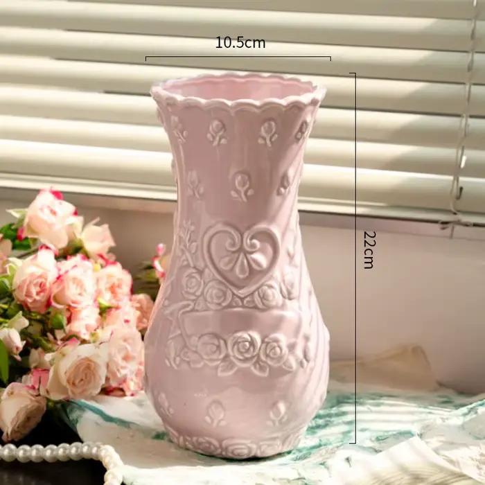 Ornements Style européen rétro Relief Rose Imitation Vase en céramique salon Senior sens bureau décoration de la maison