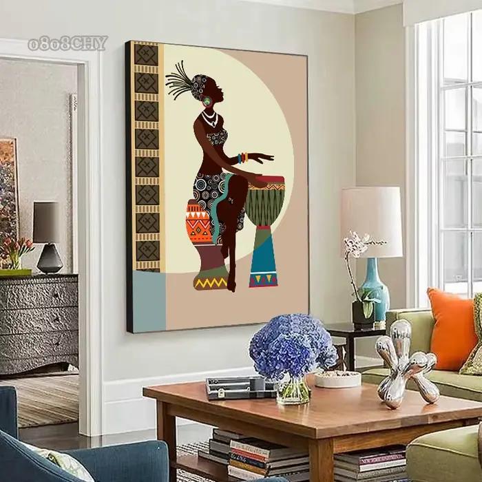 Toile d'art abstrait de femme africaine