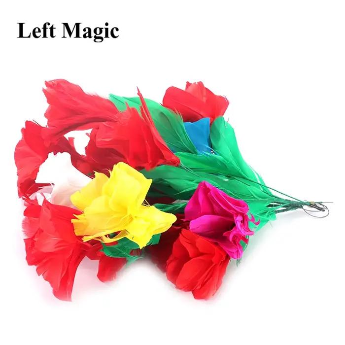 Bouquets apparaissant et fleur changeante de couleur, tours de magie, baguette pour Bouquet de plumes, Illusion de scène de magicien, accessoires Gimmick amusants