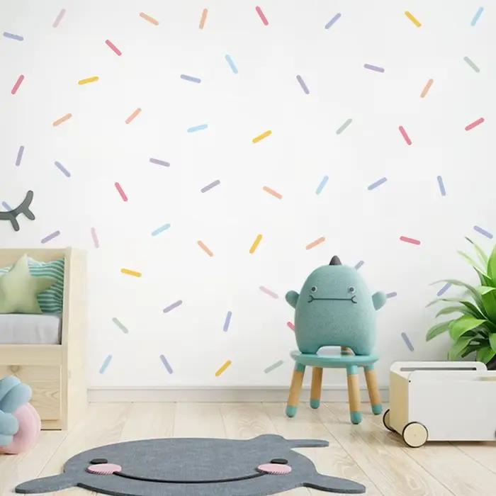 Autocollant à rayures avec confettis colorés de style scandinave