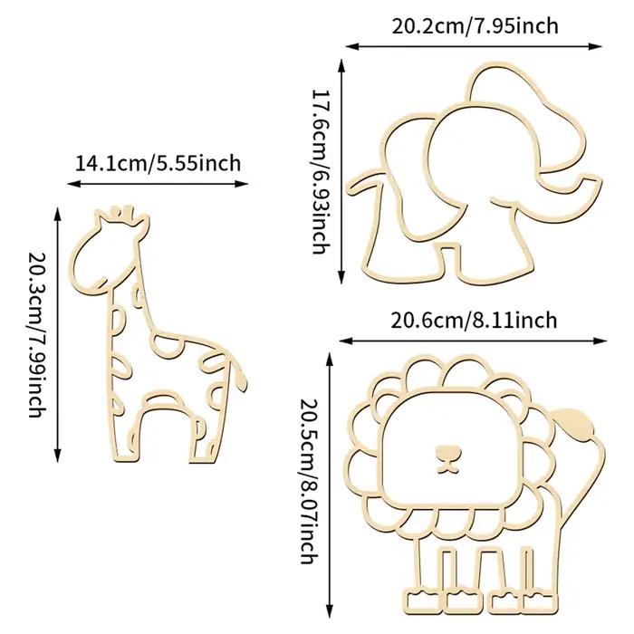 Autocollants muraux animaux en bois