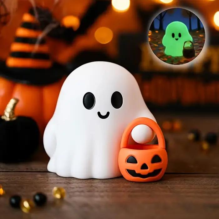 1 pièces mignon citrouille Orange transportant des fantômes Halloween résine intérieur extérieur décoration de fête effrayante avec des yeux et des paniers expressifs