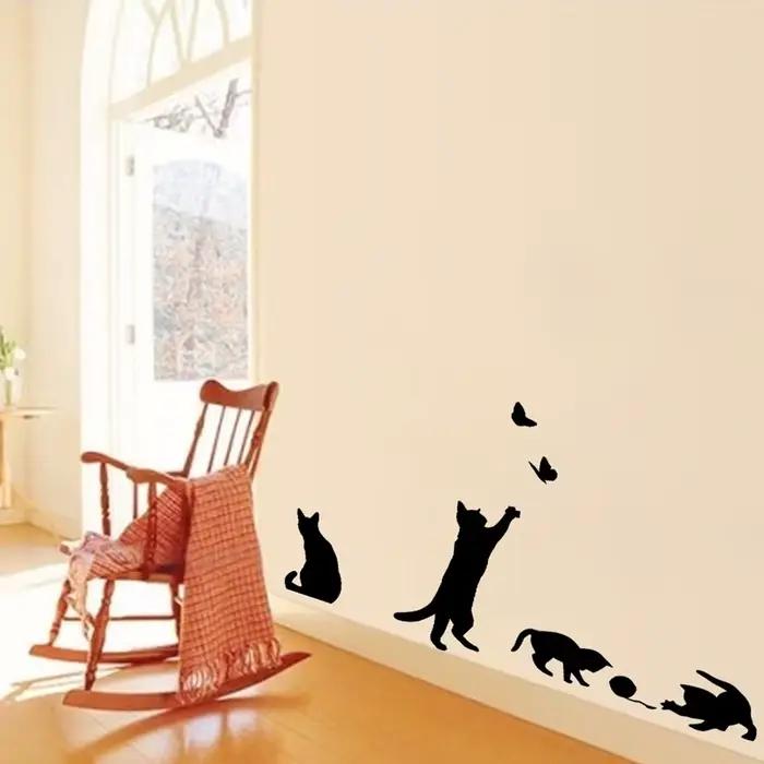 Autocollant mural chat jouant PVC pour décoration d'intérieur salon chambre bureau occassions spéciales