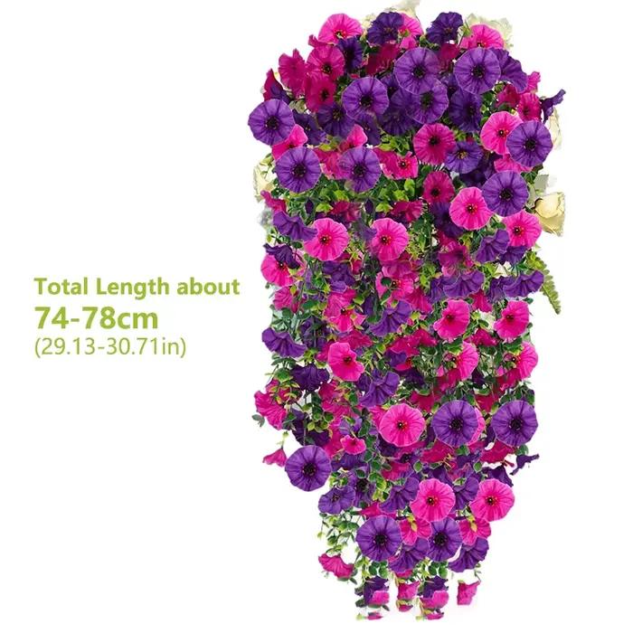 Décoration murale artificielle en rotin, 1 pièce, pour fête de mariage en plein air, jardin, cour, gloire du matin, Simulation de fleurs suspendues, décoration de maison