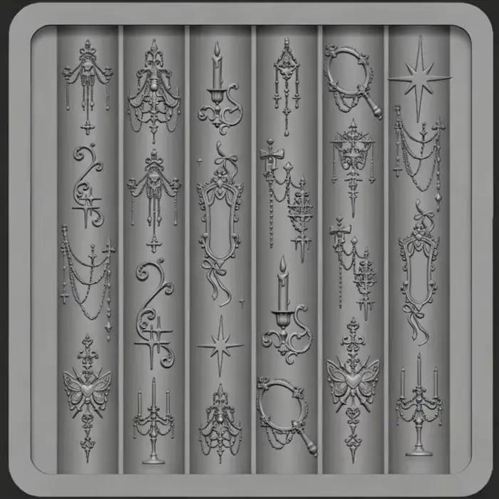 Moule à ongles élégant de style baroque avec motifs de nœuds et de papillons pour un nail art DIY tendance