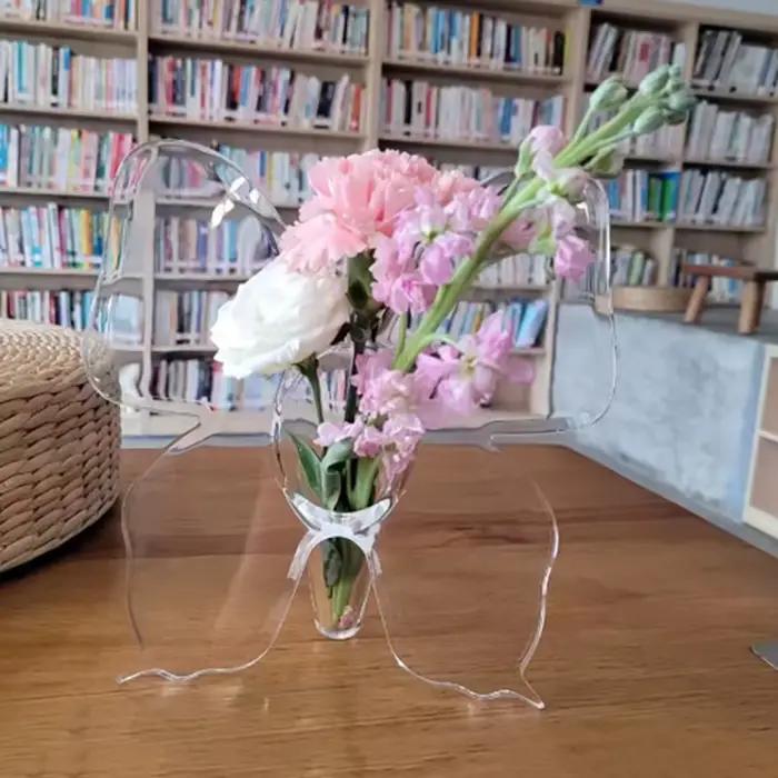 Vase papillon de décoration d'intérieur pour arrangements floraux tridimensionnels en acrylique