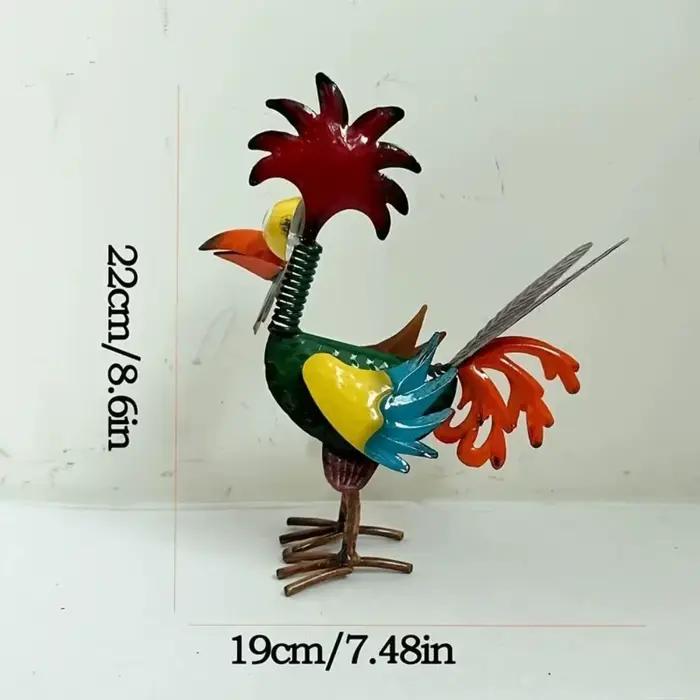 Décoration extérieure : Statues de coq de jardin en fer, sculpture de poulet, ornements miniatures en métal antirouille pour la maison