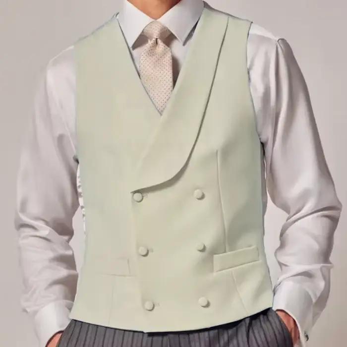 Gilet pour homme bleu ciel uni, à double boutonnage, col châle, pour mariage, marié, affaires, banquet formel, travail, gilet de costume