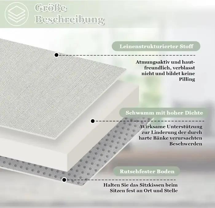 Coussins de banc personnalisés de 5 cm pour baies vitrées