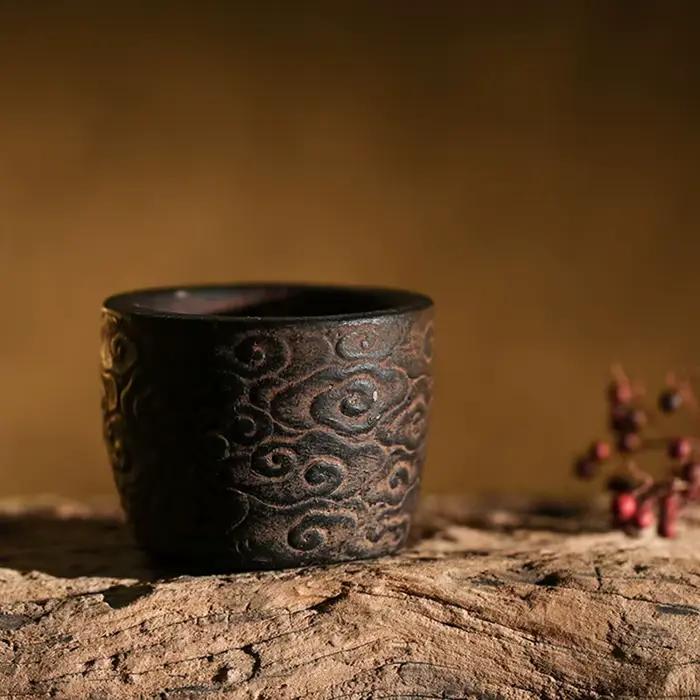 Pot à bonsaï sculpté en forme de nuage d'argile en céramique