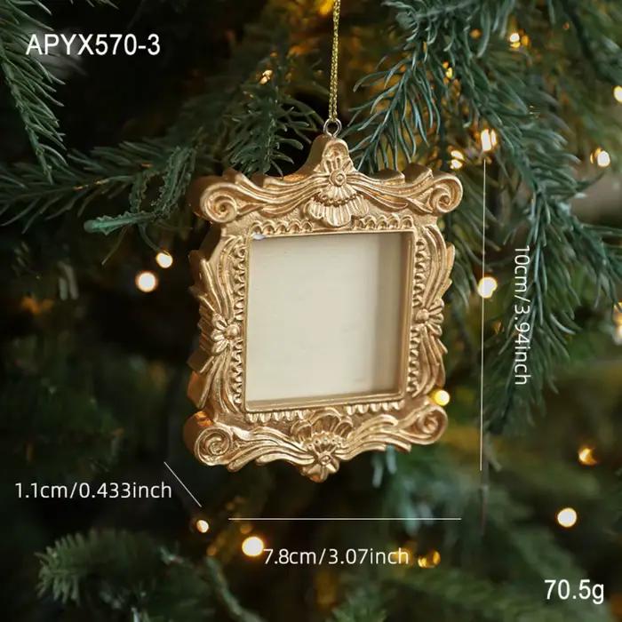 Cadre Photo Baroque, décoration d'arbre de noël, Mini cadre Photo, pendentif d'arbre de noël exquis pour décoration de maison d'arbre de noël