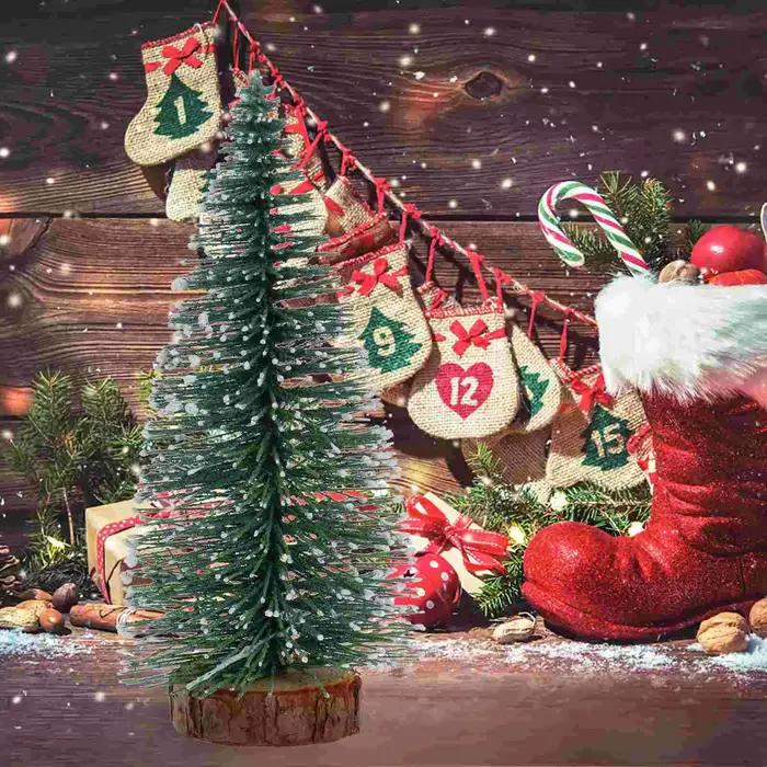 Mini décoration d'arbre de noël de 10Cm, 10 pièces, avec pin couvert de neige, ornements DIY pour Bar de fête à domicile
