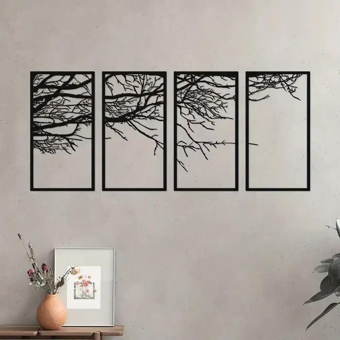 Art mural arbre de vie en métal noir