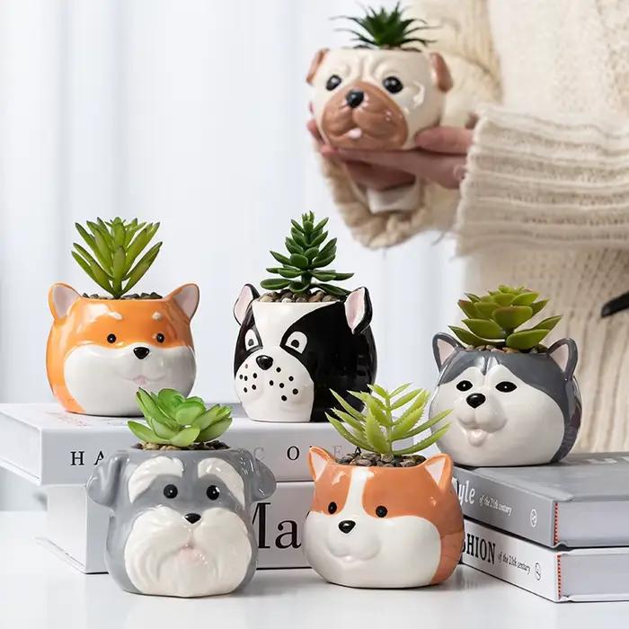 Jardinière en porcelaine pour chien de dessin animé