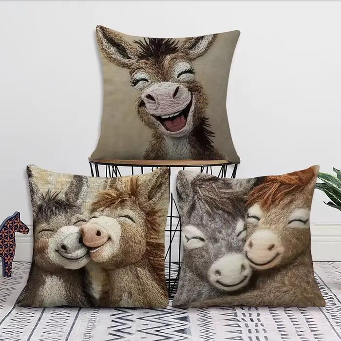 Sourire âne âne b housse de coussin décoration chambre boutique voiture meilleur bureau à domicile café oreiller canapé impression nordique simplicité frappé