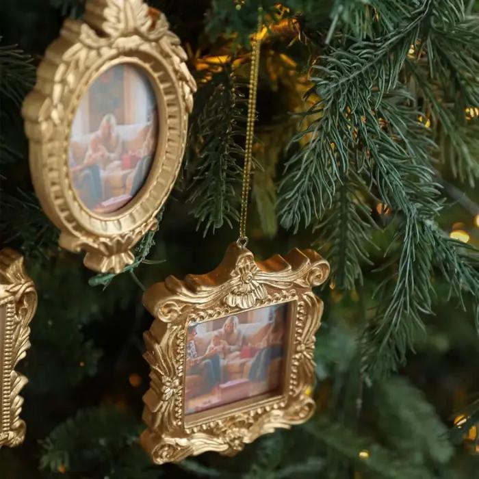 Cadre Photo Baroque, décoration d'arbre de noël, Mini cadre Photo, pendentif d'arbre de noël exquis pour décoration de maison d'arbre de noël
