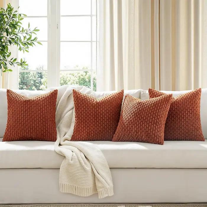 Housses de coussin rayées Orange brûlé