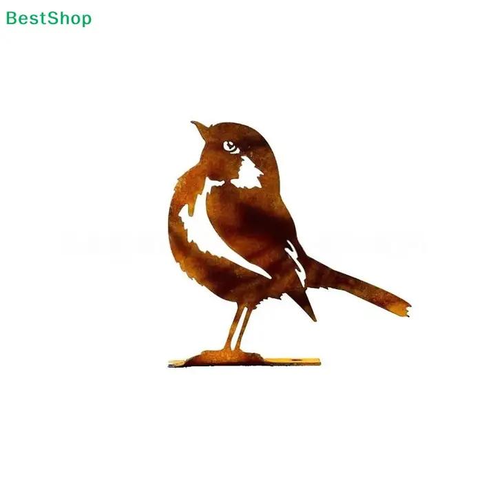 ♥ Statue d'oiseau Robin en acier Corten - Sculpture métallique rustique résistante aux intempéries pour jardin et cour