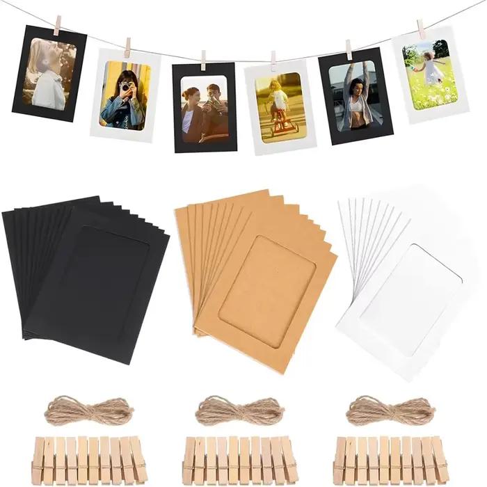 30 cadres photo suspendus en kraft pour photos de 4x6 pouces