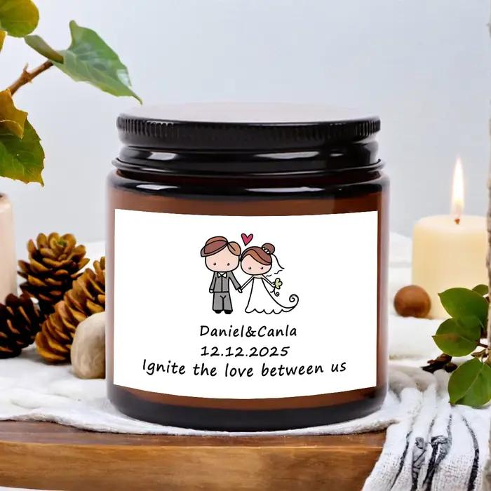 3,5 onces / 70g Souvenir de mariage personnalisé Bougies parfumées personnalisées - un excellent cadeau pour les fêtes d'anniversaire et les mariages