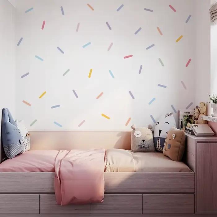 Autocollant à rayures avec confettis colorés de style scandinave