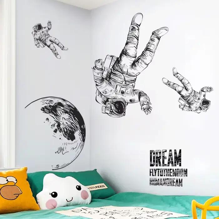 Stickers murals Astronaute dans l'espace décoration moderne pour chambre d'enfant salon et chambre à coucher occaSIONS SPECIALES