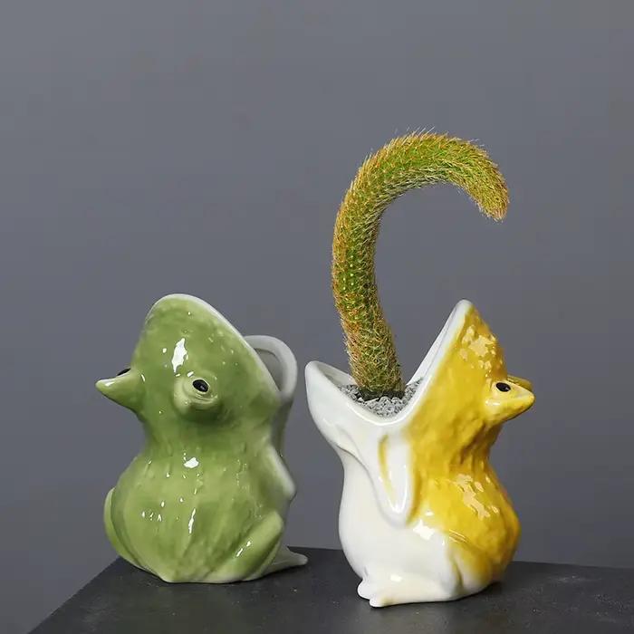 Pot de fleur en forme d'animal de dessin animé mignon, décoration de jardinage pour la maison, Pot de fleur en forme de grenouille, Vase en céramique, décoration de la maison
