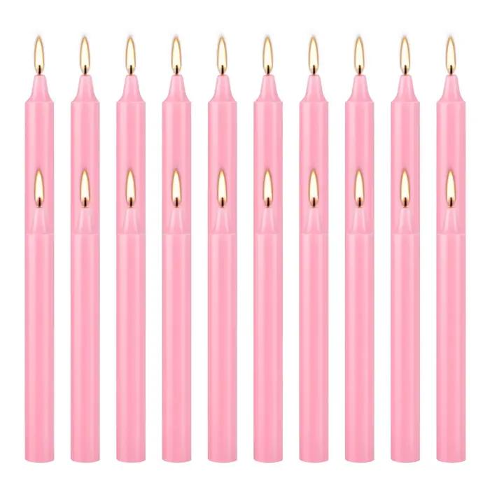 20 pièces de 4 bougies de dîner en cire rose
