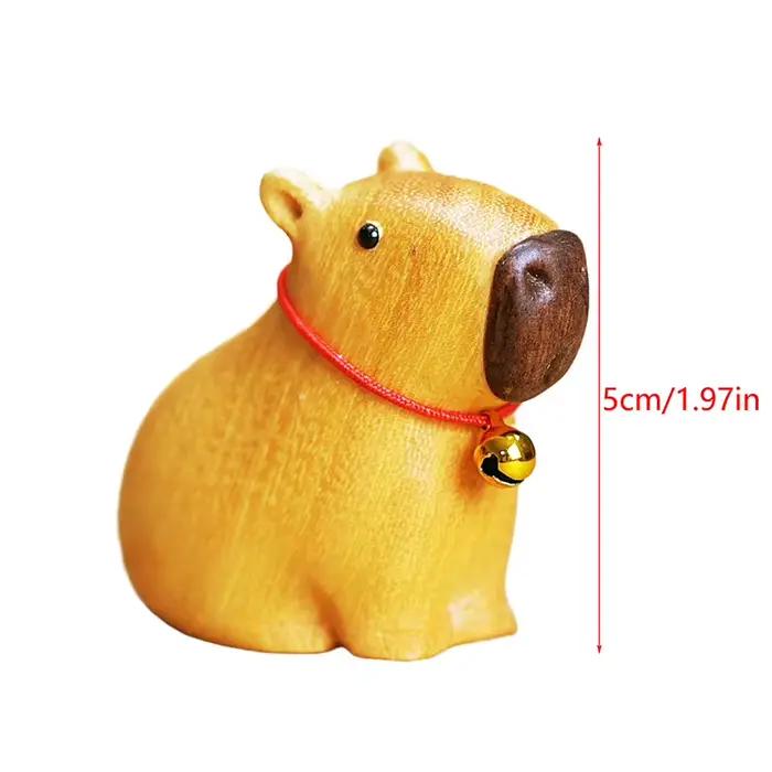 Capybara Animal mignon petit modèle Statue sculpture sur bois massif maison chambre bureau voiture décoration accessoires