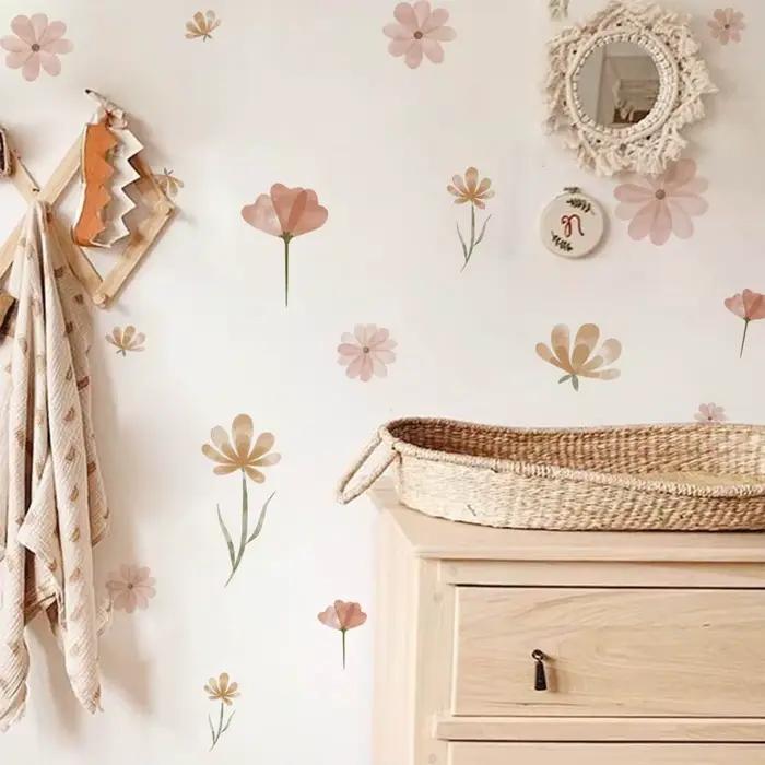Boho Cartoon équation fleurs Stickers muraux pour chambre d'enfant