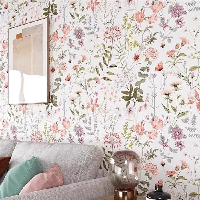Papier peint floral de plantes françaises