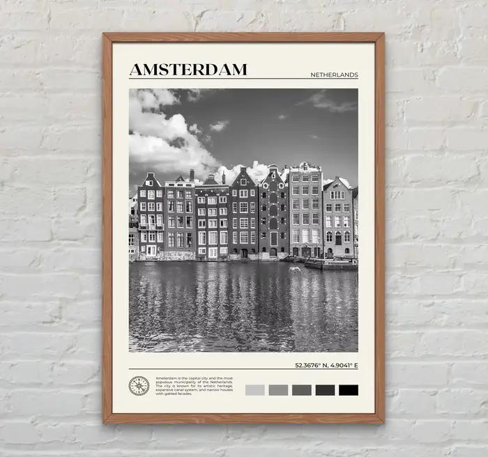 Affiche de paysage de cité européenne de voyage classique