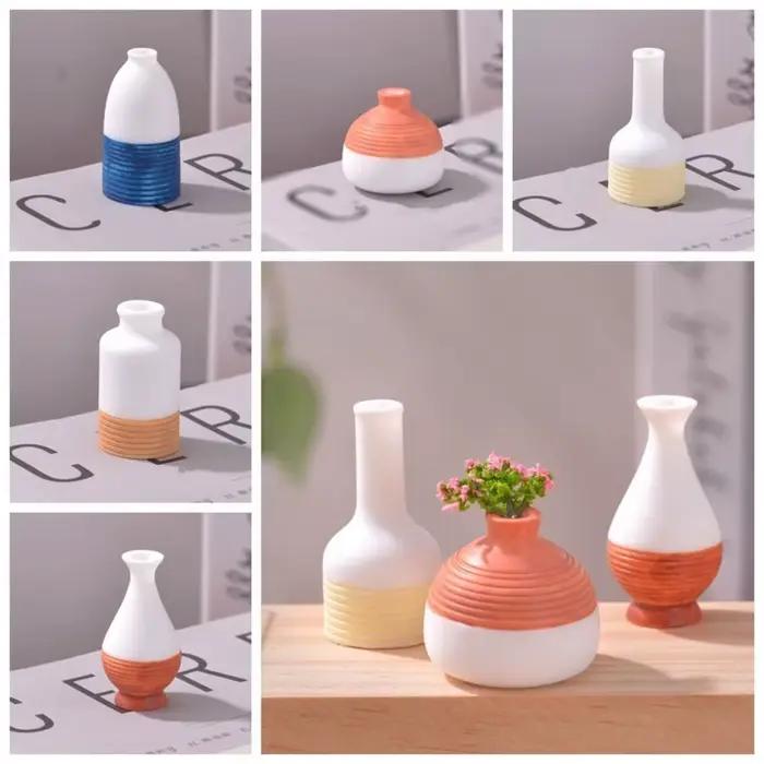 Mini-vases décoratifs étanches en résine faits à la main pour micro-paysages et maisons de poupées