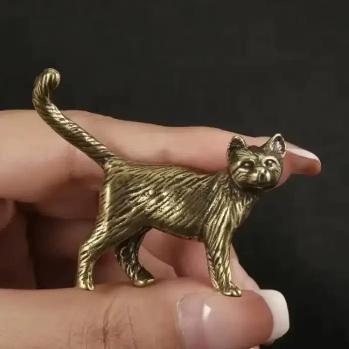 Ornement rétro en laiton pour chat