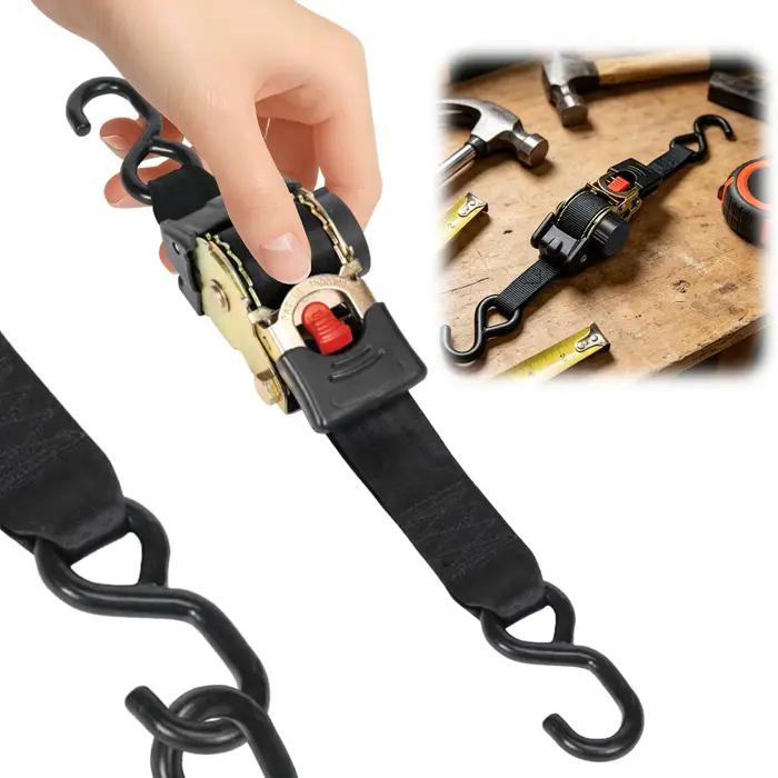 Sangle de tension rétractable pour voiture, sangles de fixation automatiques 1 pouce x 7 pieds, sangles de fixation à cliquet rétractables, corde de tension pour moto et camion