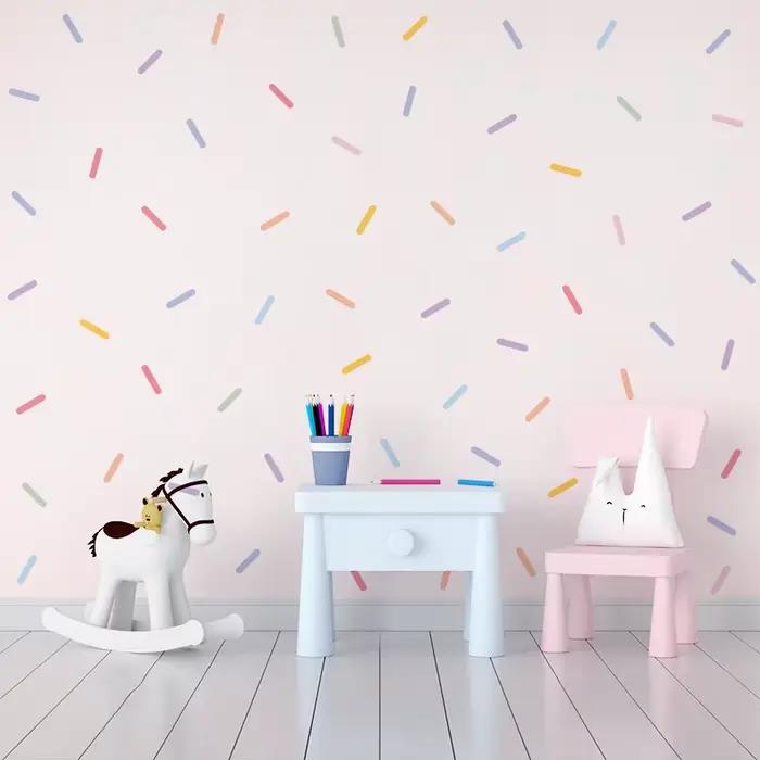 Autocollant à rayures avec confettis colorés de style scandinave
