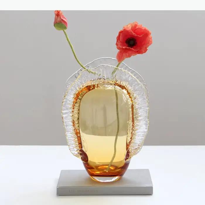 Vase en verre couleur ambre, ornement, vases hydroponiques, arrangement floral, vase décoratif, artisanat, décoration esthétique