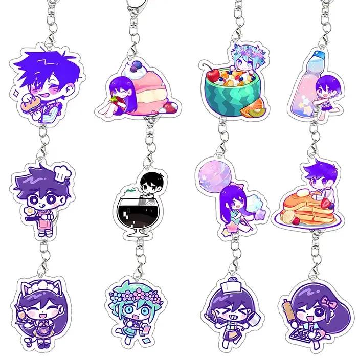 Porte-clés en acrylique OMORI Aubrey Basil Kel, breloques pour sacs à dos, accessoires de décoration de sac, pendentif de dessin animé, cadeau de festival