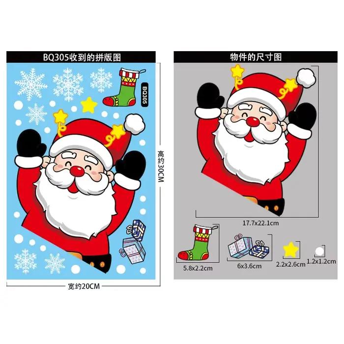 Autocollants de fenêtre en verre décoratifs de noël, bonhomme de neige, flocon de neige, autocollant mural électrostatique, autocollants de décoration de bonne année, 2025