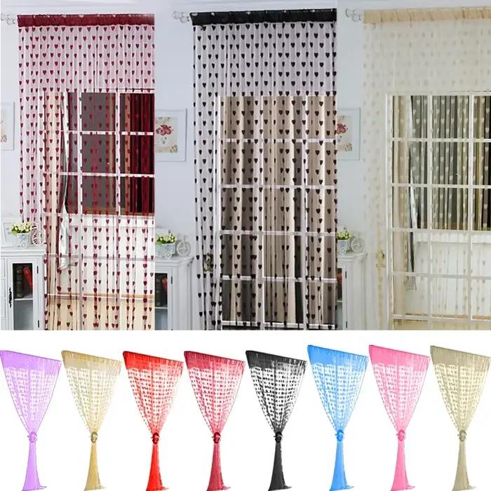 Rideau transparent coloré à motif d'amour romantique