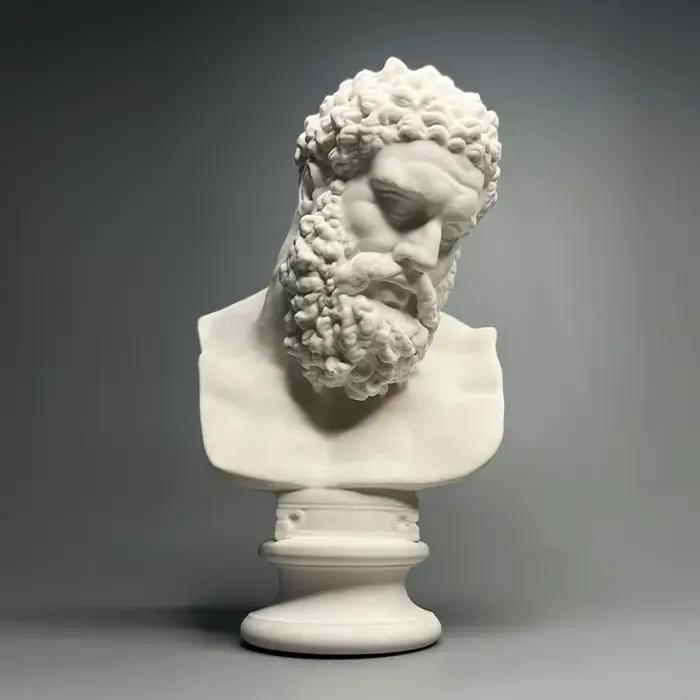 Sculpture de tête Hercules en plâtre blanc