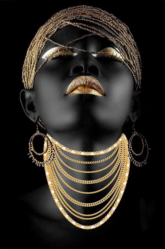 Affiches et imprimés de gestes classiques en or noir pour femmes africaines