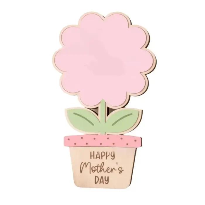 Plaque décorative peinte à la main pour la fête des mères, cadeaux pour maman, panneau DIY avec empreinte de main, ornement plat 2D, artisanat floral en bois