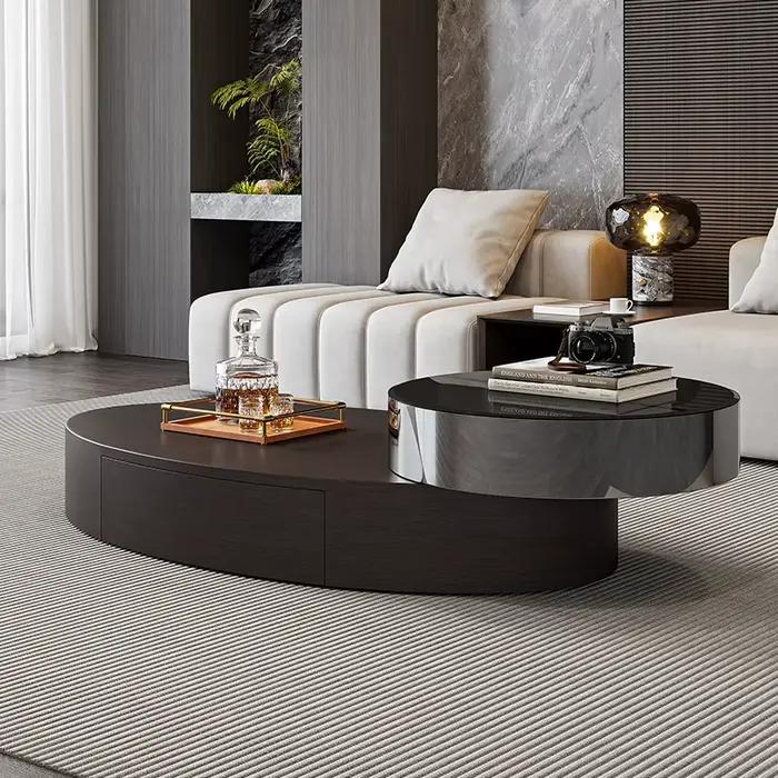 Grande Table basse ovale en bois de luxe moderne