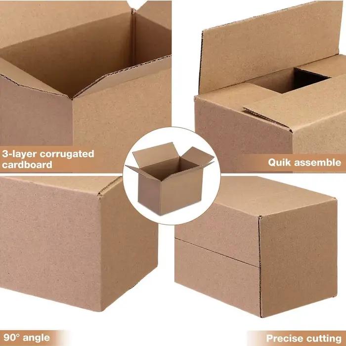 Boîtes d'expédition postales, 7,6x3,94x5,1 pouces, boîte en carton ondulé brun avec couvercles, simple paroi, 32 lb/pouce carré
