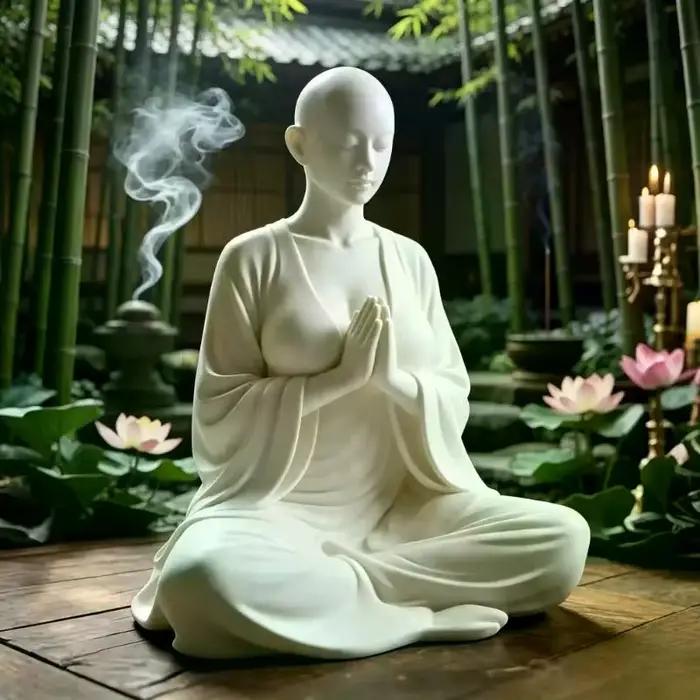 Sculpture de méditation zen blanche, figurine minimaliste, décoration artistique spirituelle, ornement et cadeau idéal pour salle de yoga, chambre à coucher, salon