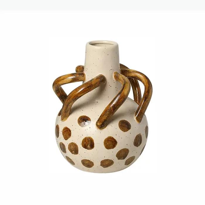 Vase en céramique géométrique solide, pot en céramique torsadé peint à la main, vase à fleurs, arrangement floral, pot de fleurs, décoration d'intérieur