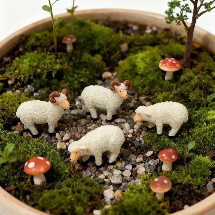 Figurines de mouton décoratives en résine